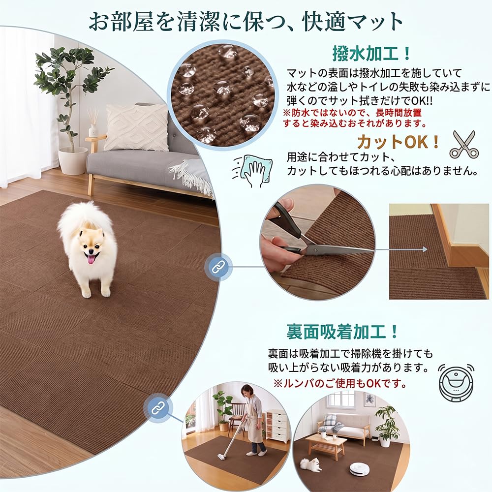 Amazon.co.jp: タイルカーペット ペット用 30枚 30x30cm 厚み4mm